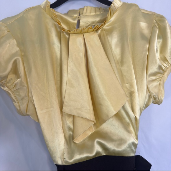 Pride & Joy Yellow Black Dress Belted Wiggle Pencil Rockabilly Sz 10 Viva - Picture 2 of 9